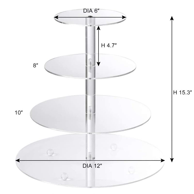 Boxalls Cupcake Stand, 4 Tier Round Acrylic Cupcake Display Stand Holder, Clear Dessert Pastry Tower for Wedding, Birthday, Theme Party, Baby Shower - Image 5